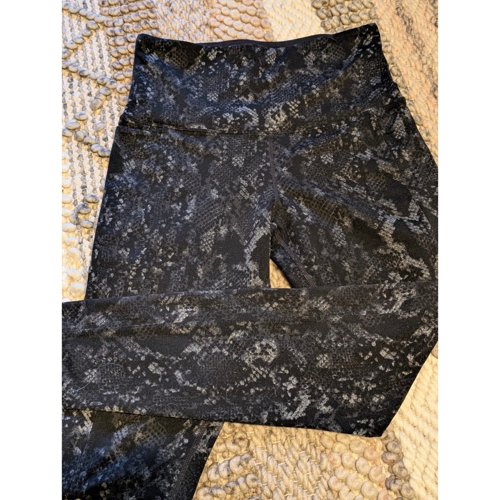Tuff Athletics Snakeskin Print High Waisted Leggings Grey Black Small